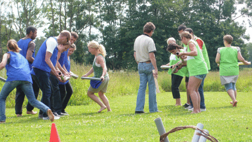 Lund group doing team building sport activity